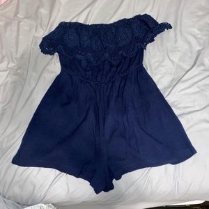 Navy blue urban outfitters strapless romper
